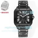 THB Factory Swiss Copy Cartier Santos de Cartier Black 39.8 Men's Watch 
